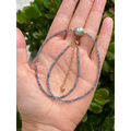 Sapphire beaded necklace with genuine Tahitian pearl gold