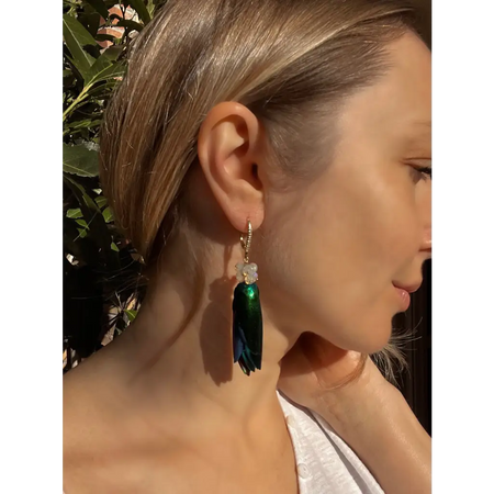 Scarab drop earrings “Escarabajo” real jewel beetle Elytra