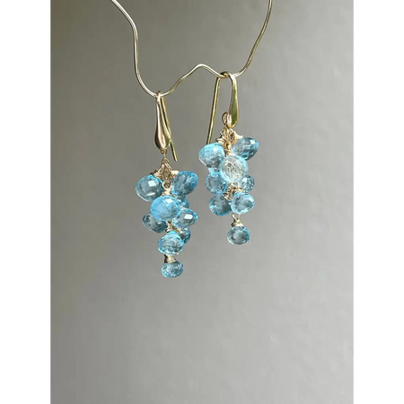 Sky blue topaz dangle earrings long topaz cluster earrings