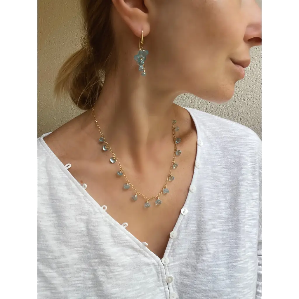 Sky blue topaz dangle earrings long topaz cluster earrings