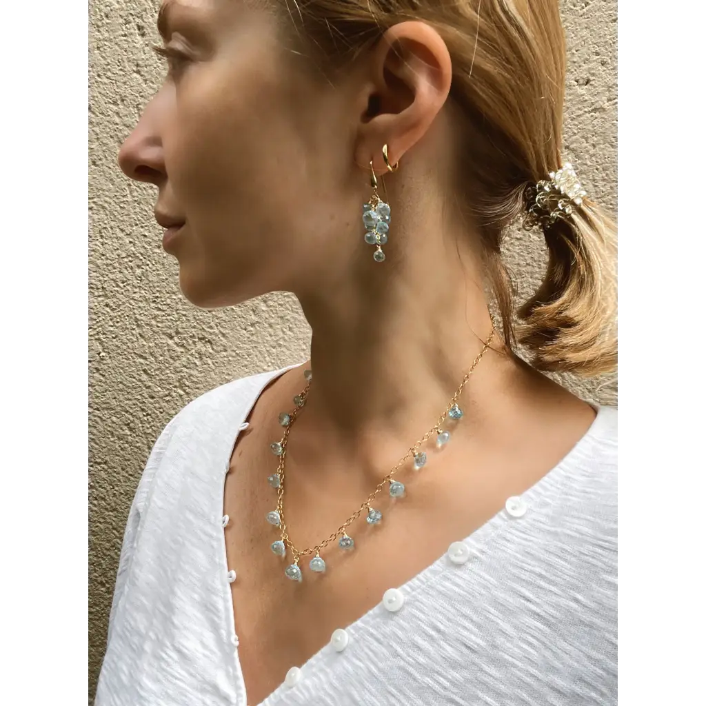 Sky blue topaz dangle earrings long topaz cluster earrings