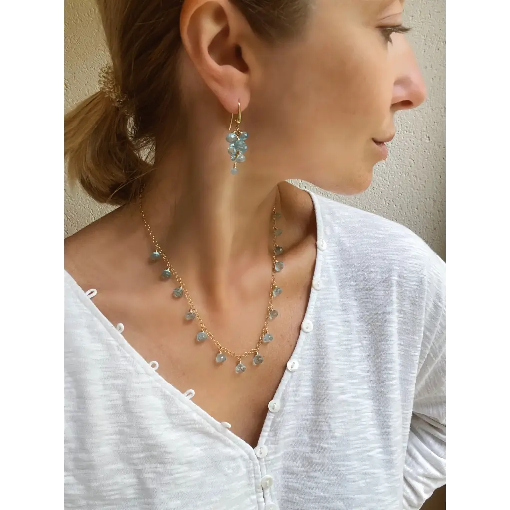 Sky blue topaz necklace topaz drop pendant necklace blue