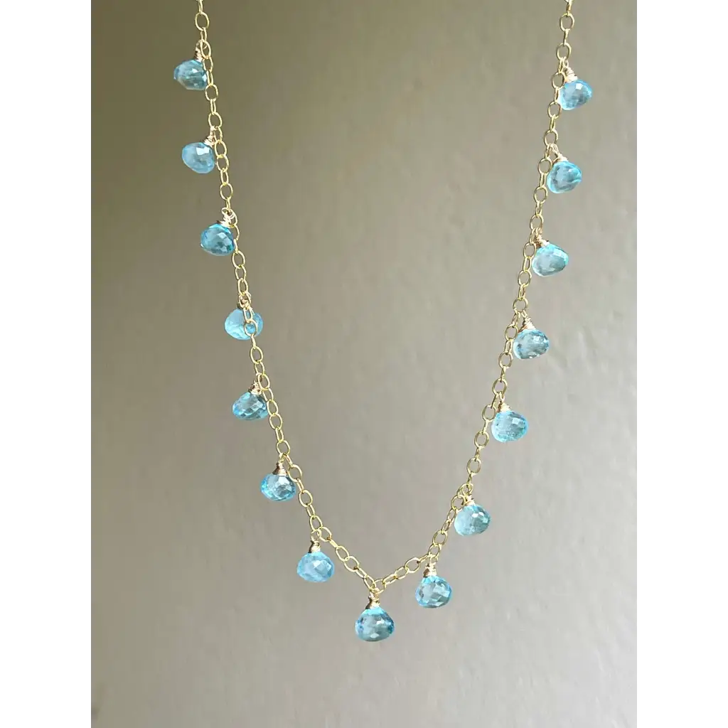 Sky blue topaz necklace topaz drop pendant necklace blue