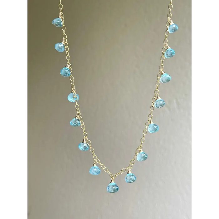 Sky blue topaz necklace topaz drop pendant necklace blue