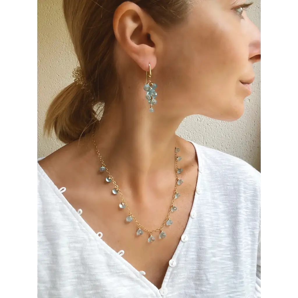 Sky blue topaz necklace topaz drop pendant necklace blue