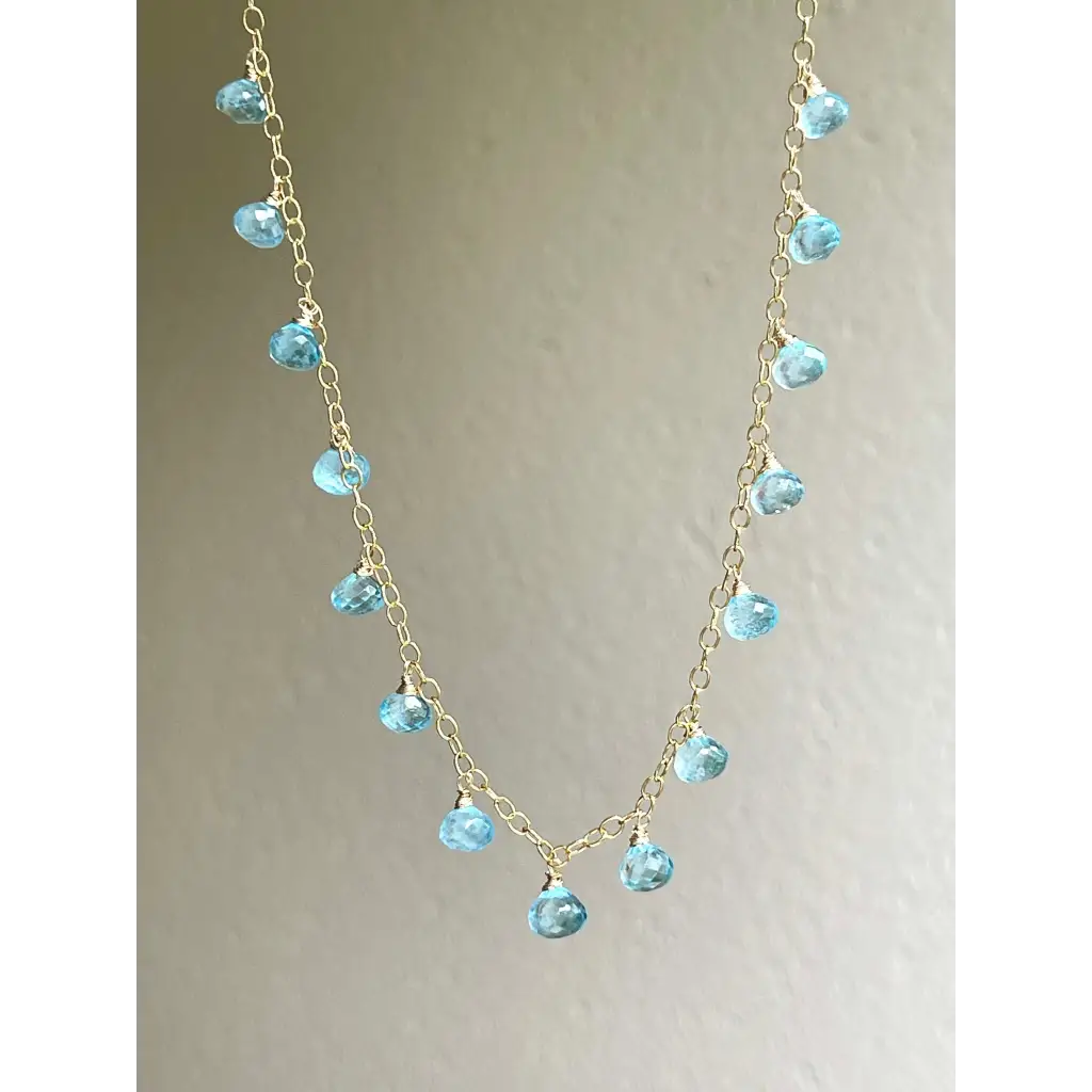 Sky blue topaz necklace topaz drop pendant necklace blue