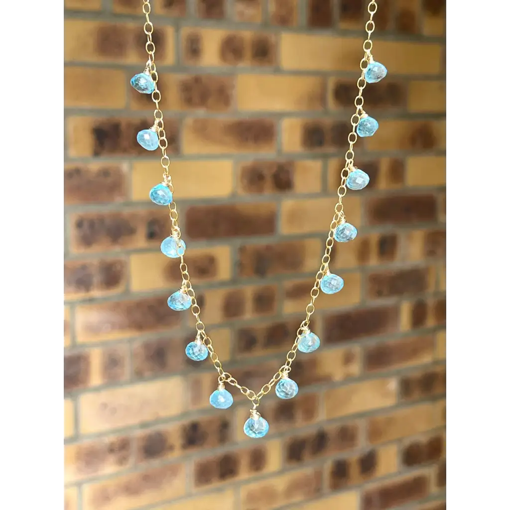 Sky blue topaz necklace topaz drop pendant necklace blue