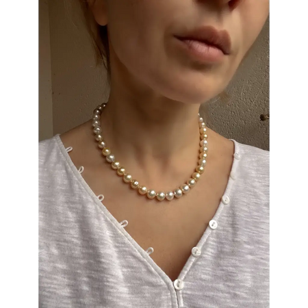 South sea pearl necklace semi baroque multi color genuine