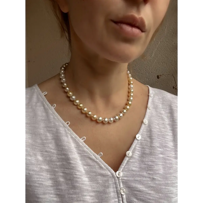 South sea pearl necklace semi baroque multi color genuine pearls
