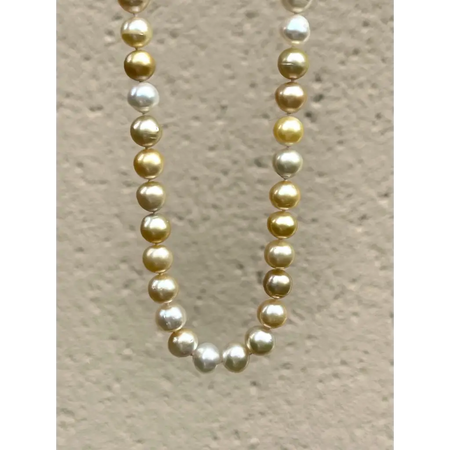 South sea pearl necklace semi baroque multi color genuine