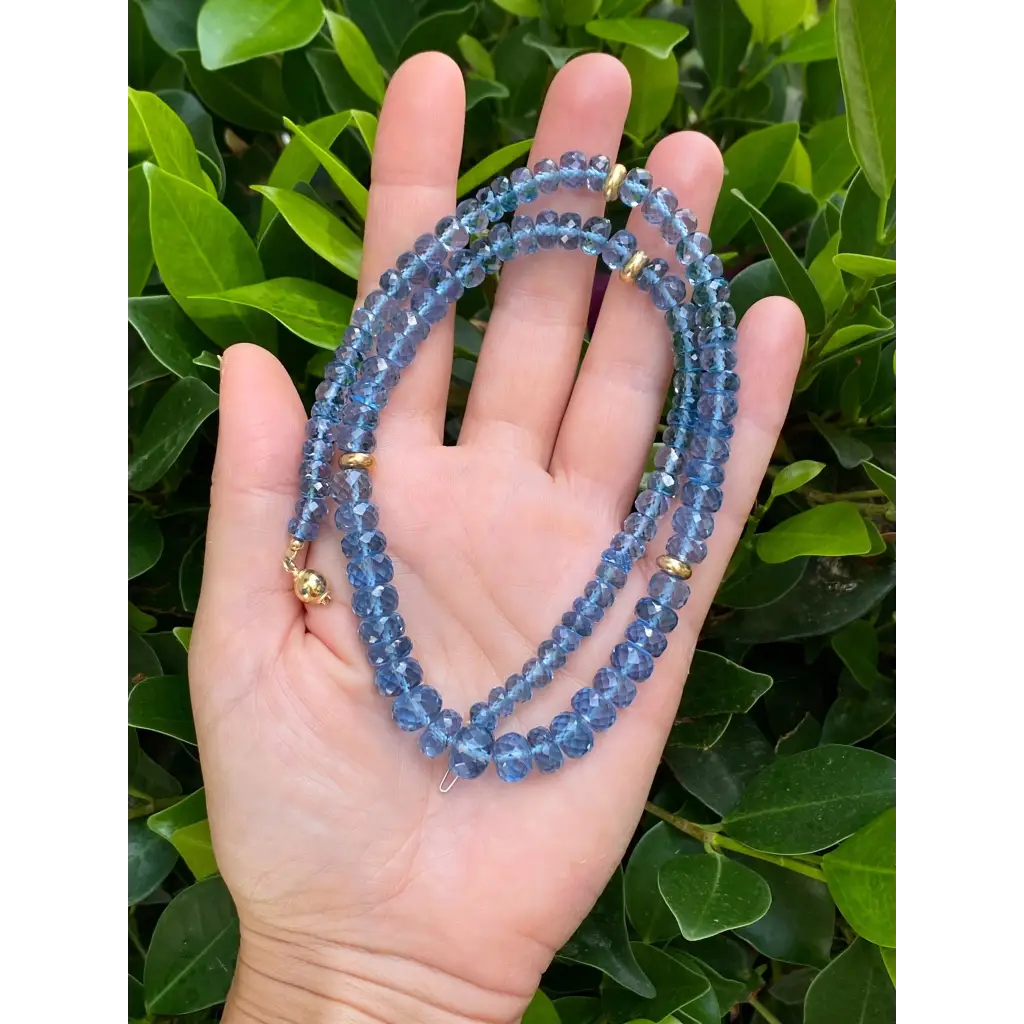 Swiss topaz and solid 18k gold beaded necklace. Genuine