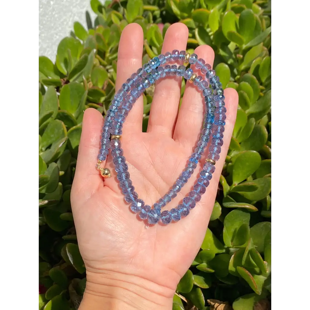 Swiss topaz and solid 18k gold beaded necklace. Genuine