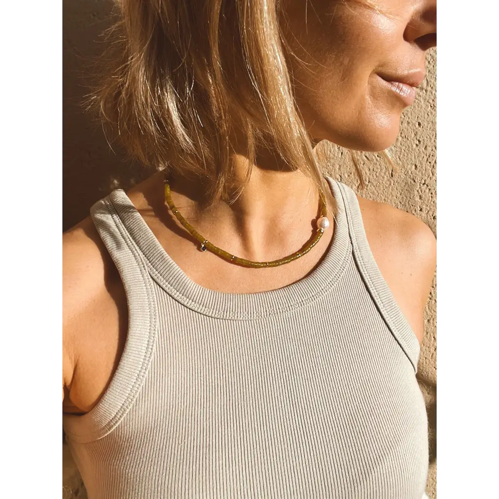 Tire gemstone beads and kasumi pearl necklace transformer