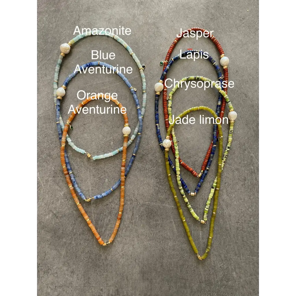 Tire gemstone beads and kasumi pearl necklace transformer