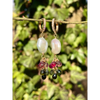 Tourmaline and pearl dangle earrings statement earrings gift