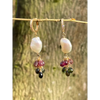 Tourmaline and pearl dangle earrings statement earrings gift