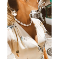 White Baroque Pearl Necklace Gold Plated Silver Magnetic