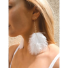 White feather and pearl earrings fresh water pearl long drop