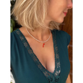 White mini pearl necklace and enamel silver pendant in