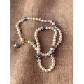 White natural pearls necklace with Chinese blue and white